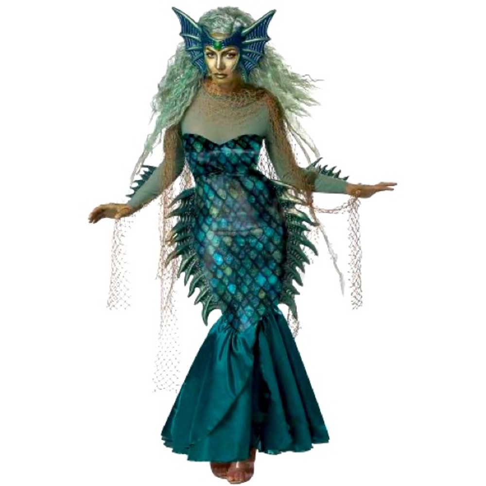 Dark sea siren / mermaid costume with wig